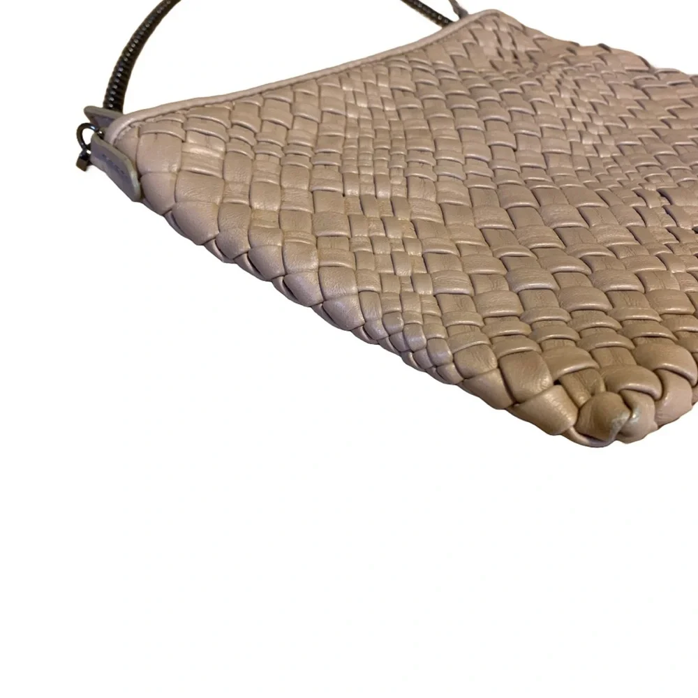 FALOR WOVEN NATURAL TAUPE LEATHER DETACHABLE CROSSBODY 